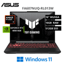 Laptop ASUS TUF Gaming A16 FA607NUQ AMD RYZEN 7-170 16GB 512GB SSD RTX 4050 6GB 16" WUXGA 144HZ Win11 Home (90NR0QF3-M000U0)