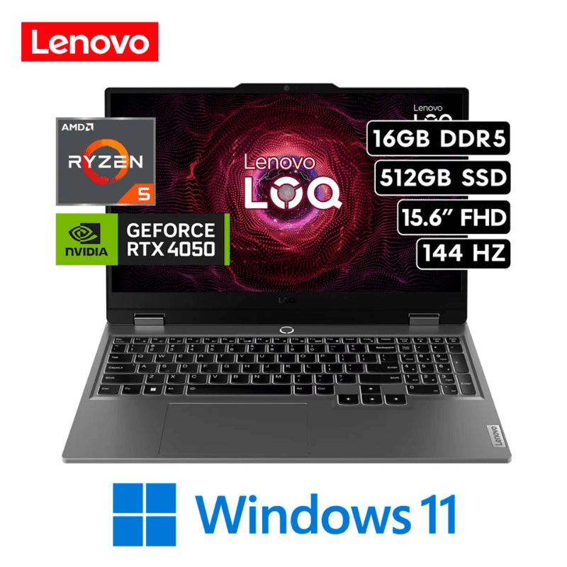 Laptop LENOVO LOQ Essential 15ARP10E AMD RYZEN 7-7735HS 16GB 512GB SSD RTX 3050 6GB 15.6" FHD 144HZ WIN11 HOME (83S00049LM)