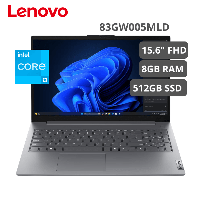 Laptop LENOVO V15 G5 IRL Intel Core I3-1315U 8GB 512GB SSD 15.6" FHD 1920X1080 Free Dos (83GW005MLD)