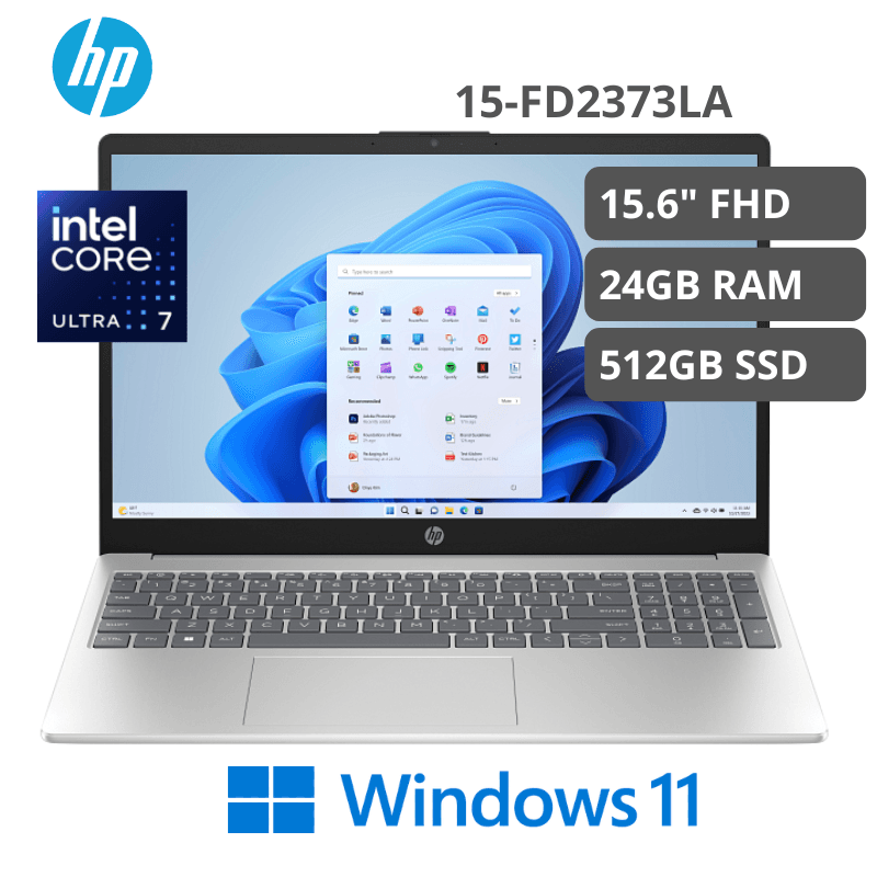 Laptop HP 15-FD2373LA Intel Core Ultra 7-255U 24GB 512GB SSD 15.6" FHD 60HZ Win11 Home (D2KA8LA#ABM)