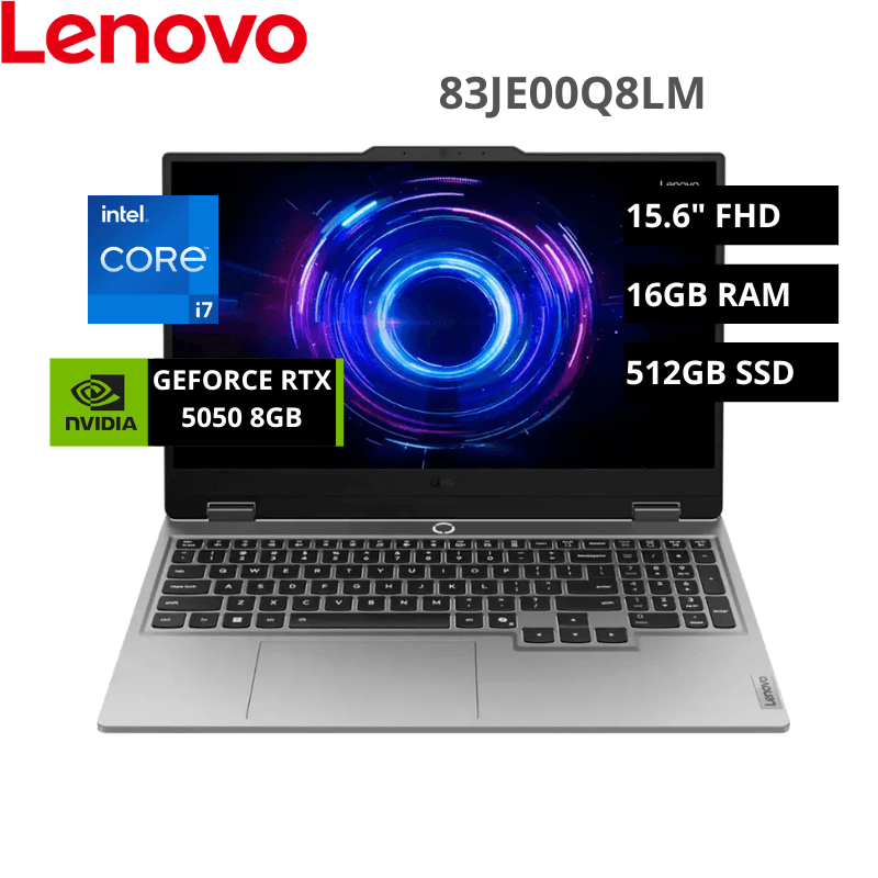 Laptop LENOVO LOQ 15IRX10 Intel Core I7-13700HX 16GB 512GB SSD RTX 5050 8GB 15.6" IPS FHD 144HZ Free Dos (83JE00Q8LM)