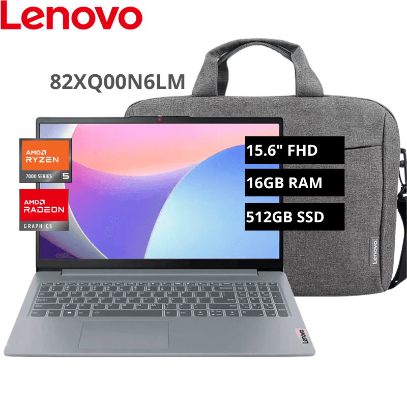 Laptop LENOVO Ideapad Slim 3 15AMN8 AMD RYZEN 5-7520U 16GB 512GB SSD 15.6" FHD (1920X1080) Free Dos (82XQ00N6LM)